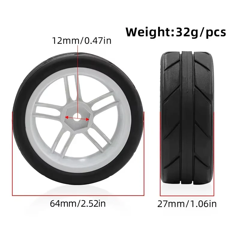 4Pcs 1/10 Scale RC Rally Drift Wheel Tire Set for Tamiya FW06 TT01 TT02 XV01 Racing Car Upgrade Replacement Part view 6