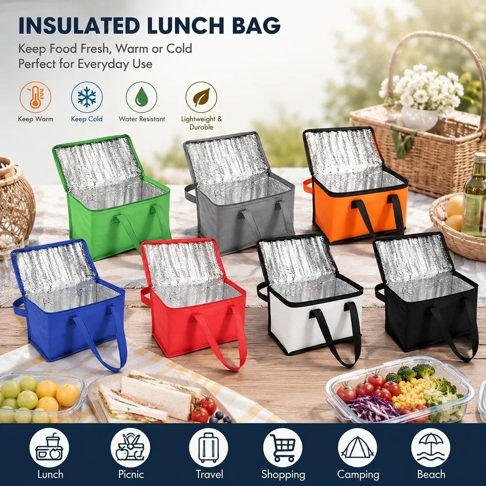 Large Capacity Picnic Thermal Bag Portable Handle Thermal Insulation Insulated Cooler Bag Folding Design Beer Delivery Bag