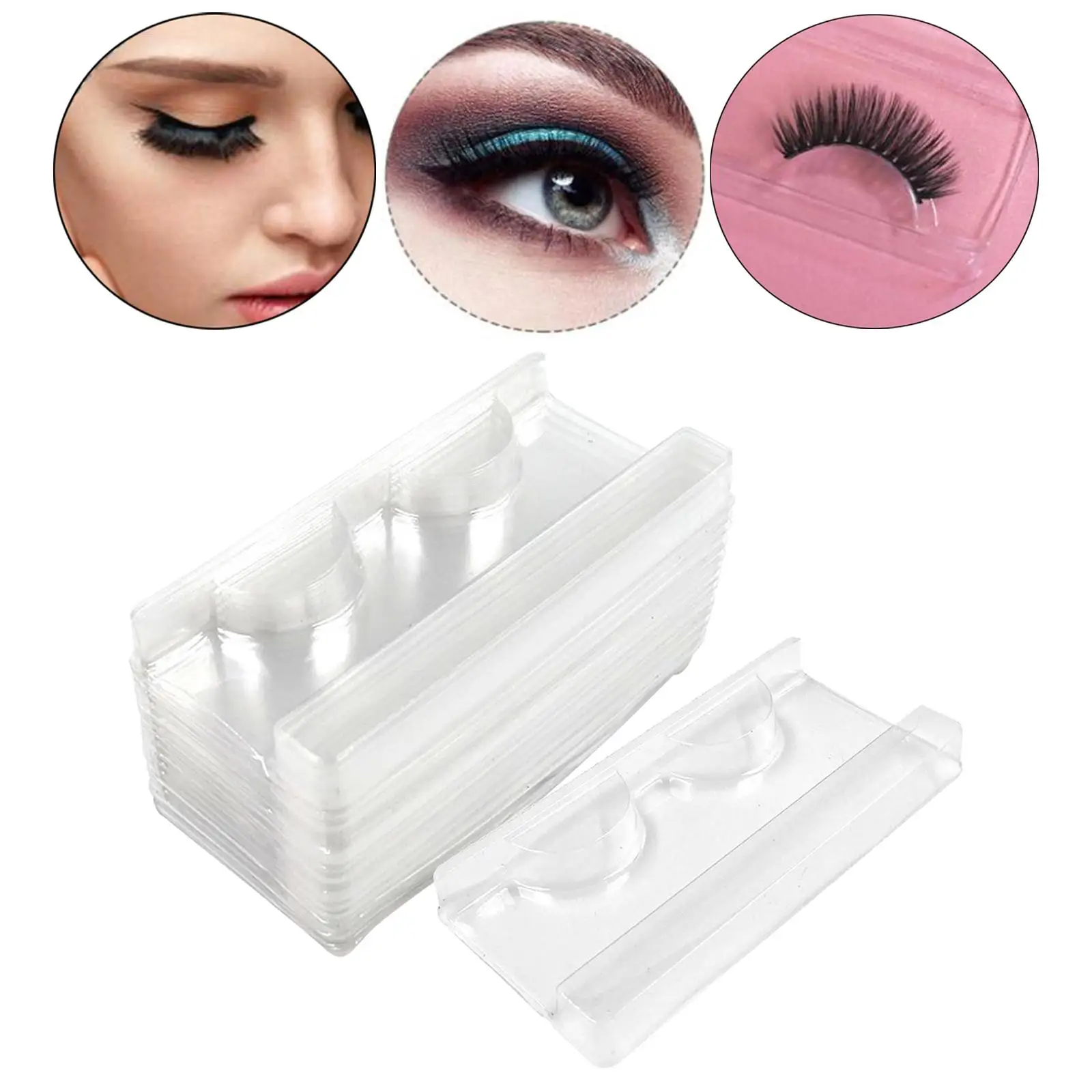 مجموعة صواني الرموش الصناعية الشفافة، صندوق تخزين مكياج مستطيل من البلاستيك لمجموعة رفع الرموش والجمال اليومي