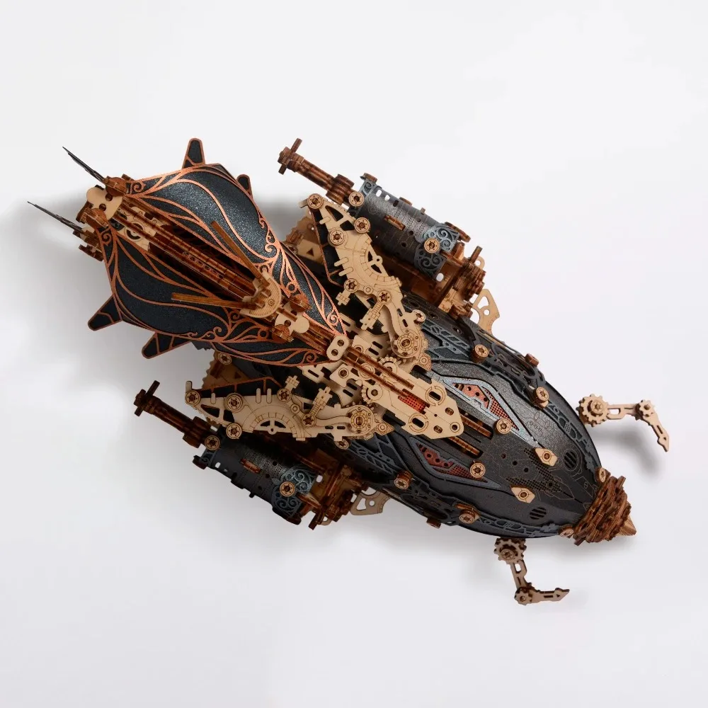 HowCat 3D DIY Wooden Puzzle Wooden Airship Puzzle Ornaments Home Decorations Accessories Miniature Model Assemble Original Toy