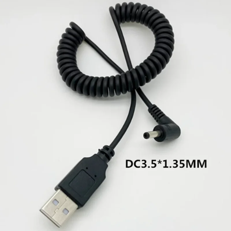1.5M USB 2.0 To DC Elbow Current Power Supply Spring Retractable Extension Cable Port 5.5x2.1mm 5.5x2.5mm 3.5x1.35mm 4.0x1.7mm