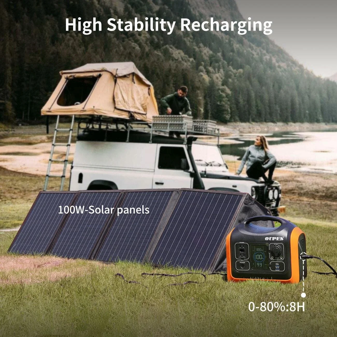 100W Portable Solar Panel Foldable High Conversion Efficiency IP65 Waterproof Durable Photovoltaic Power Generation Solar Panel