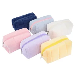 Female Cosmetic Bag Travel Make Up Toiletry Bag Washing Pouch for Multifunctional Soft Plush Fluffy Large Capacity Zipper Case