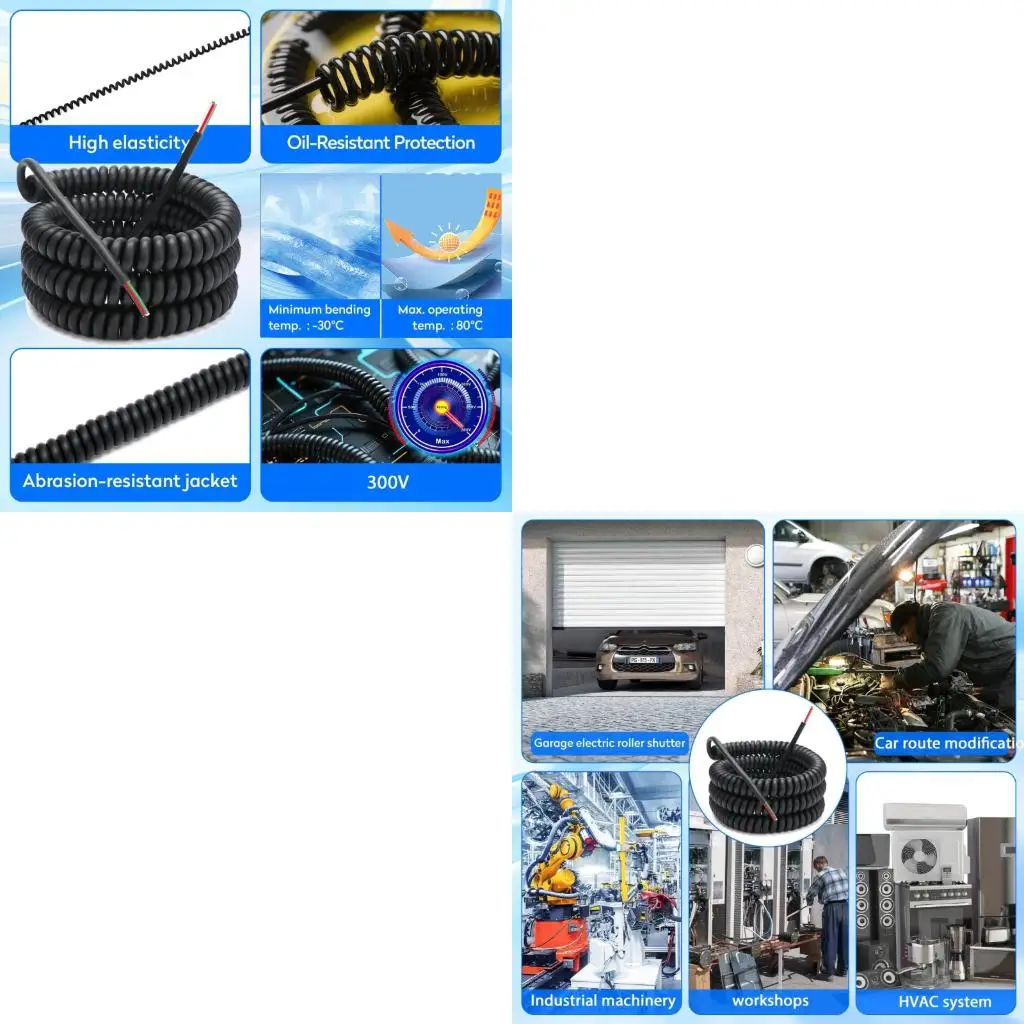  Industrial Grades Retractable 4 Conductor Coiled Cable Power Extension Cord