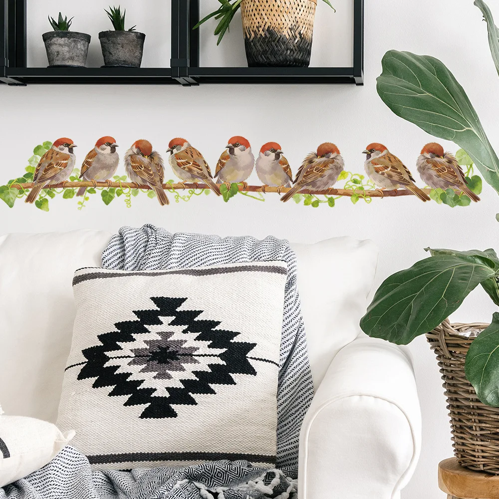 Chinese Feng Shui colorful tree bird bedroom, living room, entrance hall home decoration wall stickers