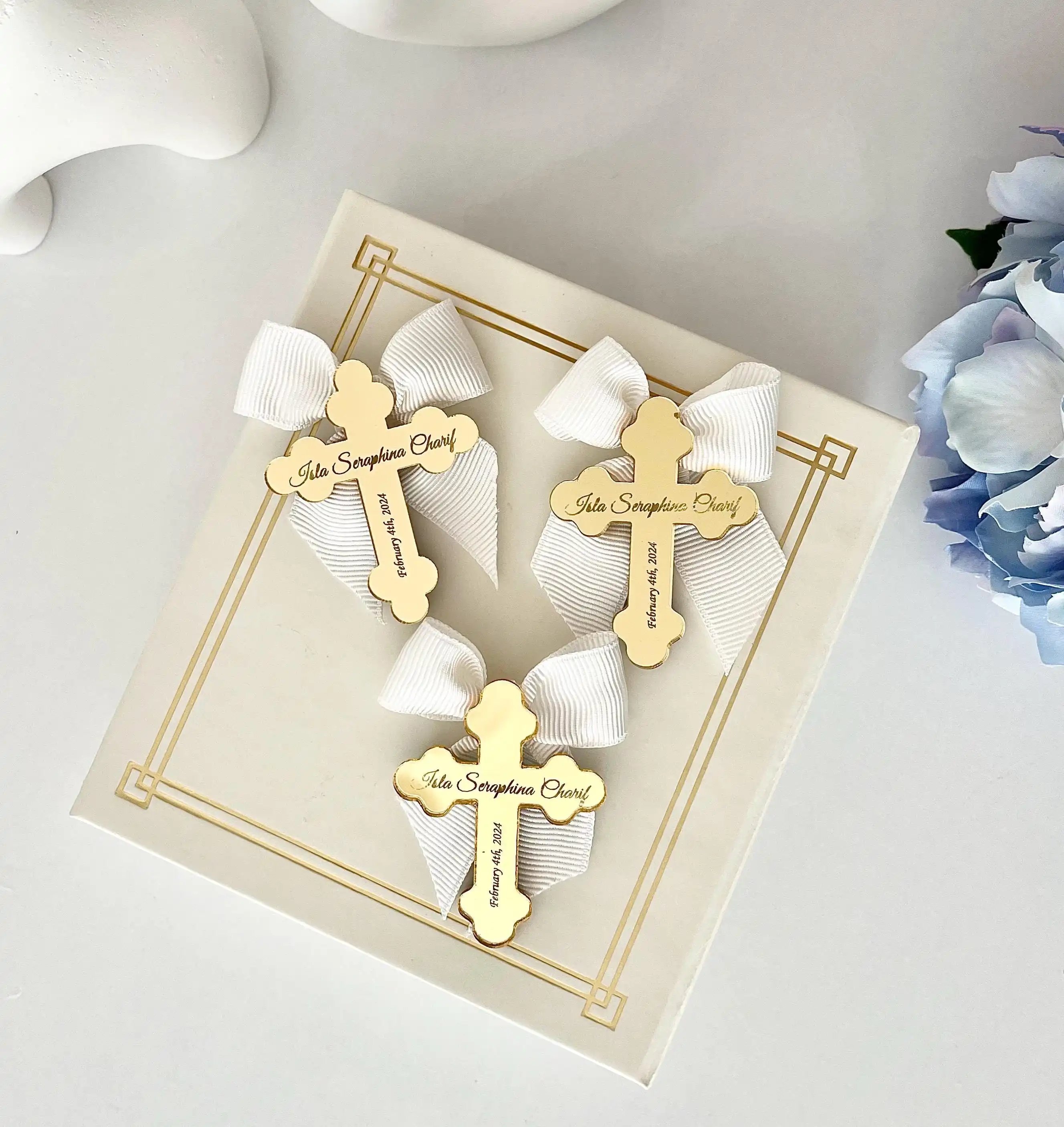 

30/50/100Pcs Personalized Baptism Favor Tag, Acrylic Mirror Gold Cross Tags, Thank You Tag, Baptism Tags for Favors, Mi Bautizo