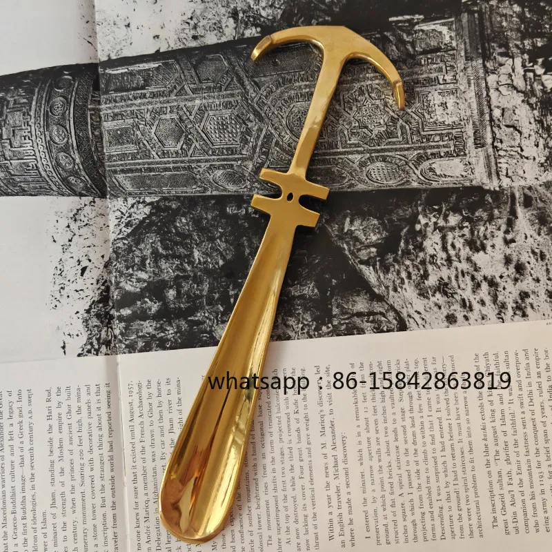 Handmade Brass Shoehorn, Gold Retro, Creative Personality, Home Shoe Carrier