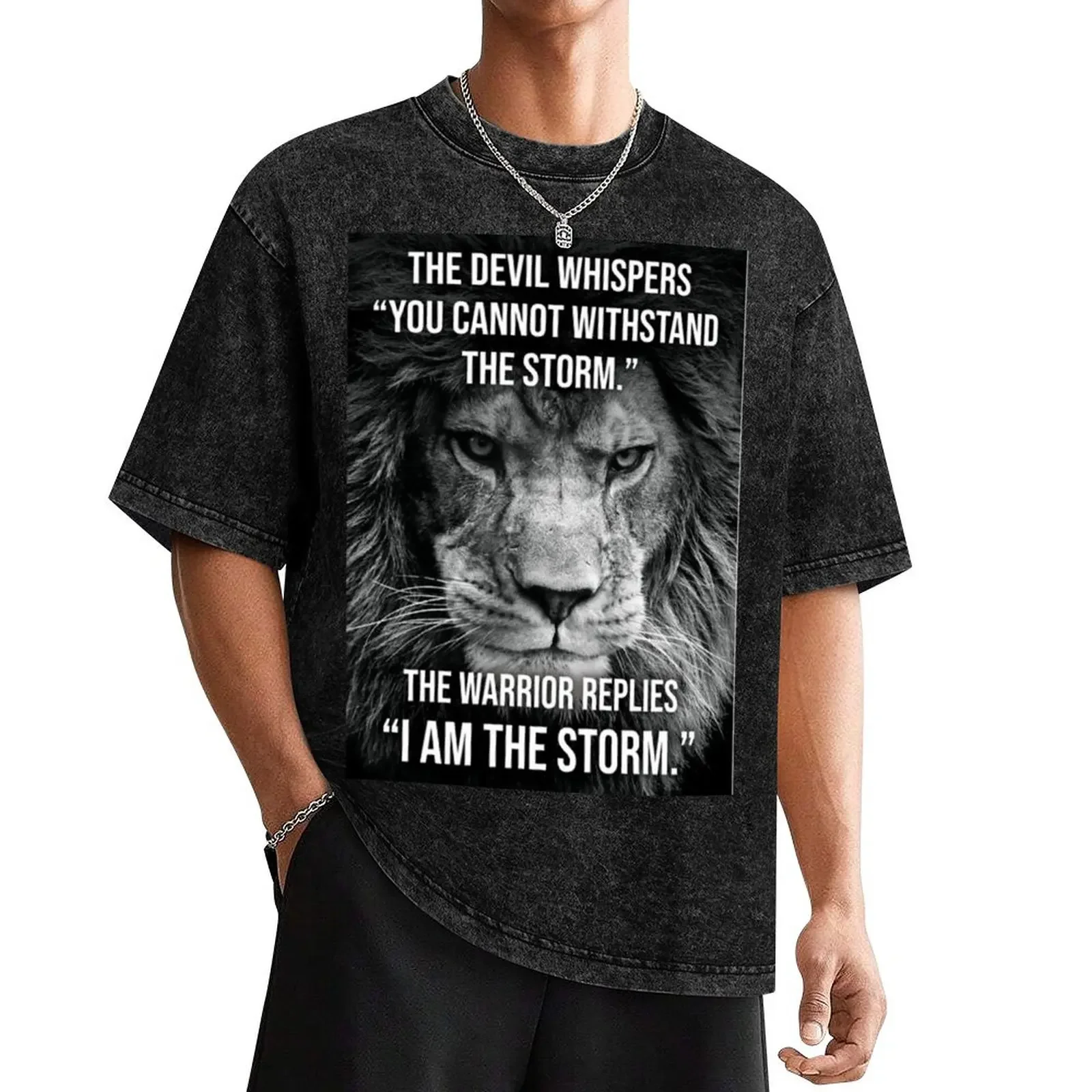 

I AM The Storm, Lion, Warrior Poster T-Shirt plus sizes street wear graphic t shirt vintage t shirts for men