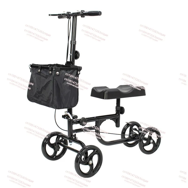 Walker fracture disabled elderly four wheels walking on one knee lower limb training scooter auxiliary basket