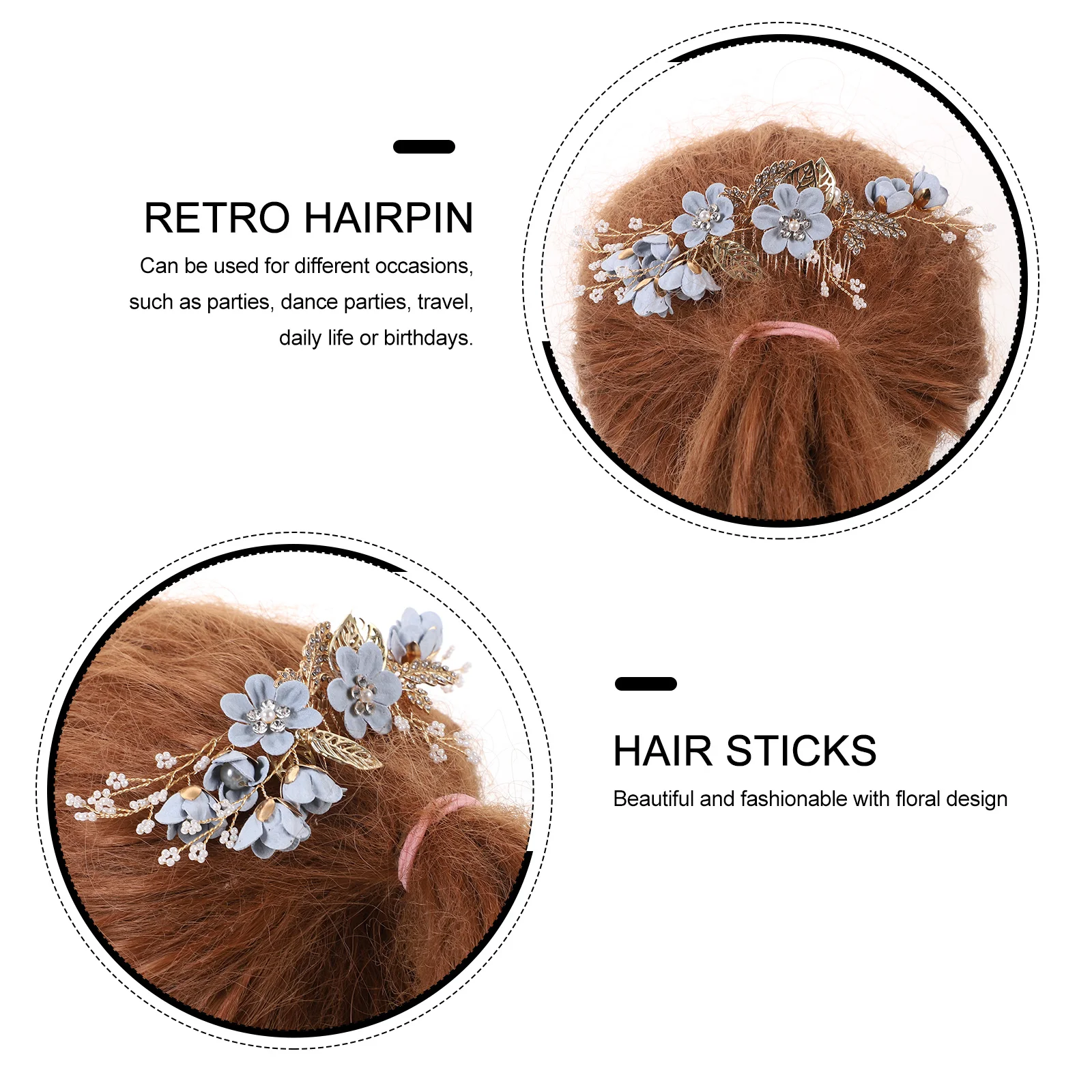 

Wedding Hair Combs Rhinestone Flowers Gold Leaves Bridal Side Comb Headpiece Elegant Design Blue Bridal Hair Comb