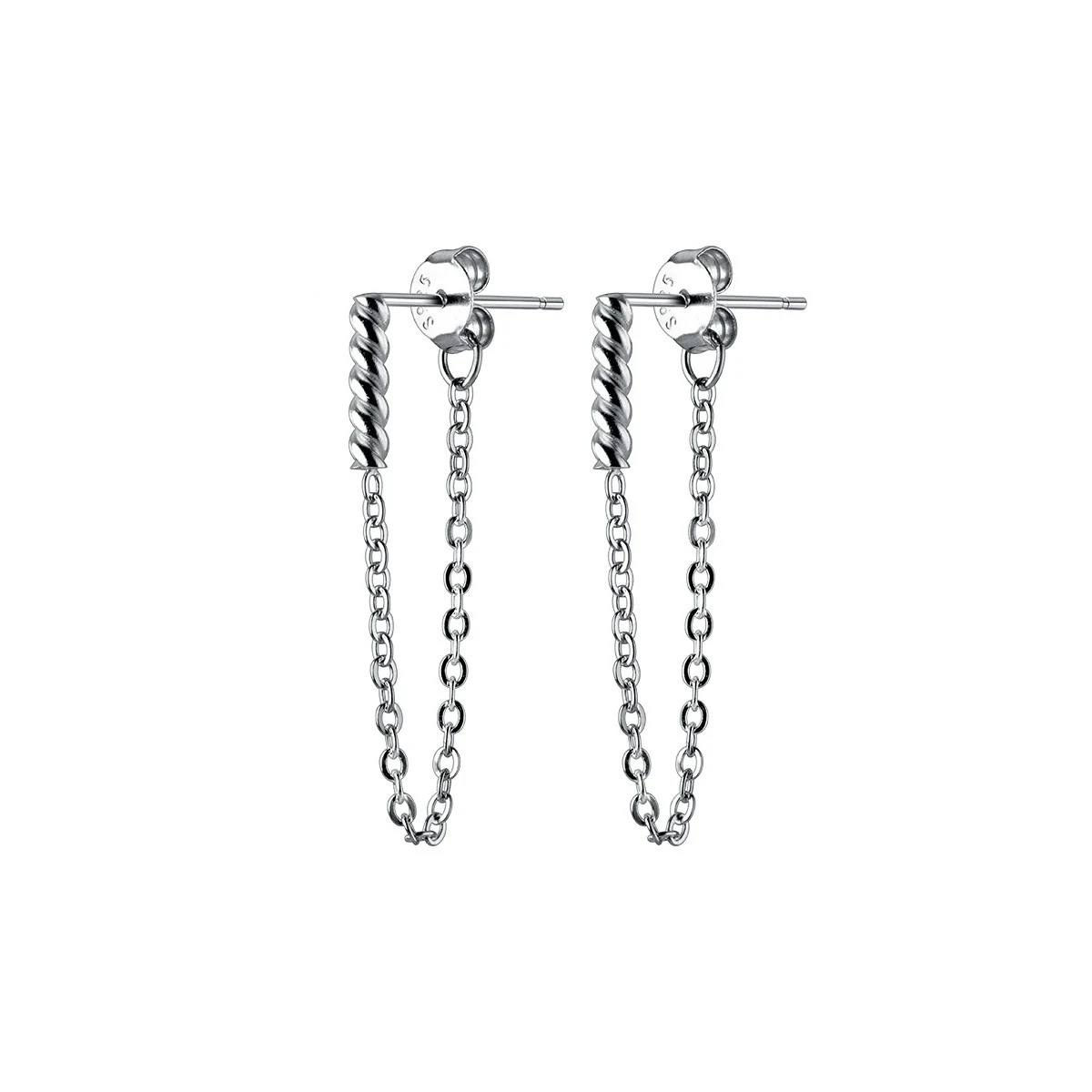 Modian 925 Sterling Silver Punk Geometric Link Chain Earrings dla kobiet Fine Jewelry Fashion Shining Stud Earrings Party Gift — zdjęcie 6