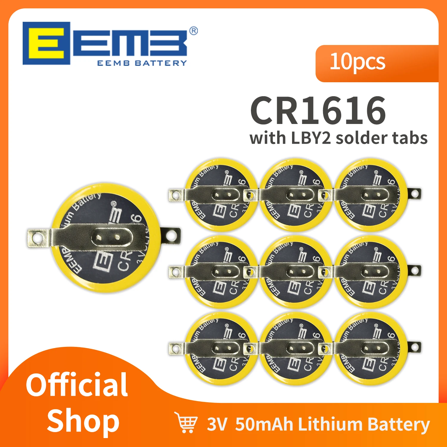 EEMB 10PCS CR1616แบตเตอรี่ Solder Tabs CR1616 CR2025 CR2032แบตเตอรี่ใช้งานร่วมกับ Gameboy สี Gameboy Advance กล่องเกม