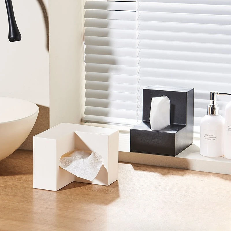 1Pc ABS L-Shaped Tissue Box, Creative Double-Sided Right Angle Desktop Tissue Holder with Open Lid for Living Room