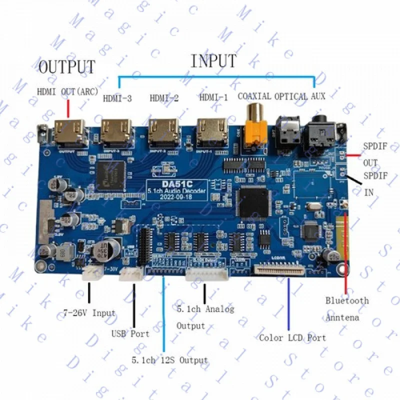 UU  DTS AC3 5.1 Audio Decoder Board PCBA Converter DAC 4K Extractor Digital SPDIF