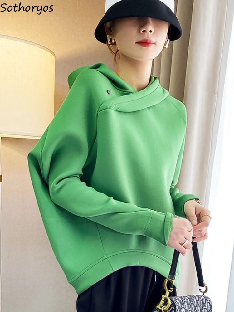

Hoodies Women Leisure Prevalent All-match Simple Campus Solid Ulzzang Streetwear Daily Popular Attractive Design New Autumn Ins