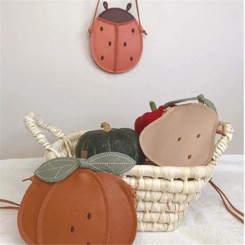 Highly Recommend ! Baby Cute Bags Pumpkin / Pear / Ladybug Cartoon Cute Kids Small Bags Wholesale Toddler Accessories