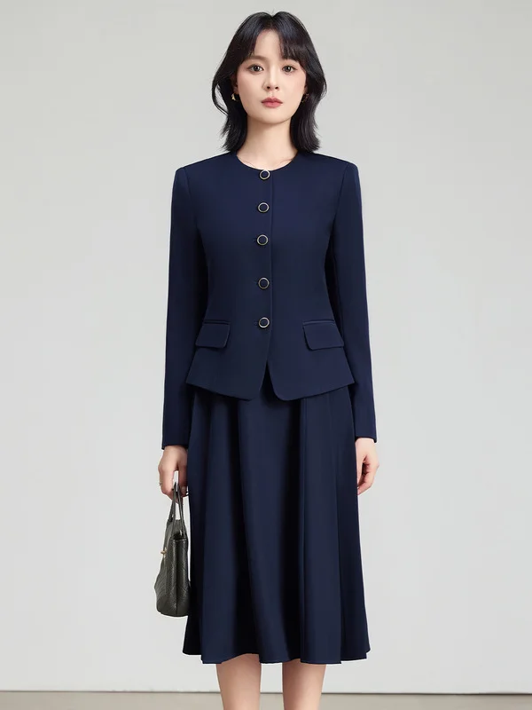 Slim Fit Women's Suit Set in Beige for Commuting Business Interviews Casual Occasions High Waist Professional Outfit