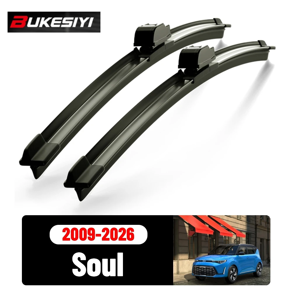 2PCS Front Wiper For Kia Soul 2009-2026 Silent Durable High Quality Windshield Wiper Blades Accessories 2016 2020 2022 2024