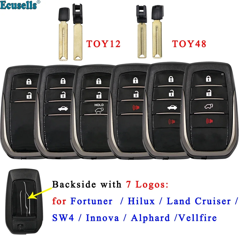 

2/3/4 Buttons Smart Remote Car Key Shell Case Fob for Toyota VELLFIRE /FORTUNER/ LAND CRUISER / HILUX / INNOVA / SW4 / ALPHARD