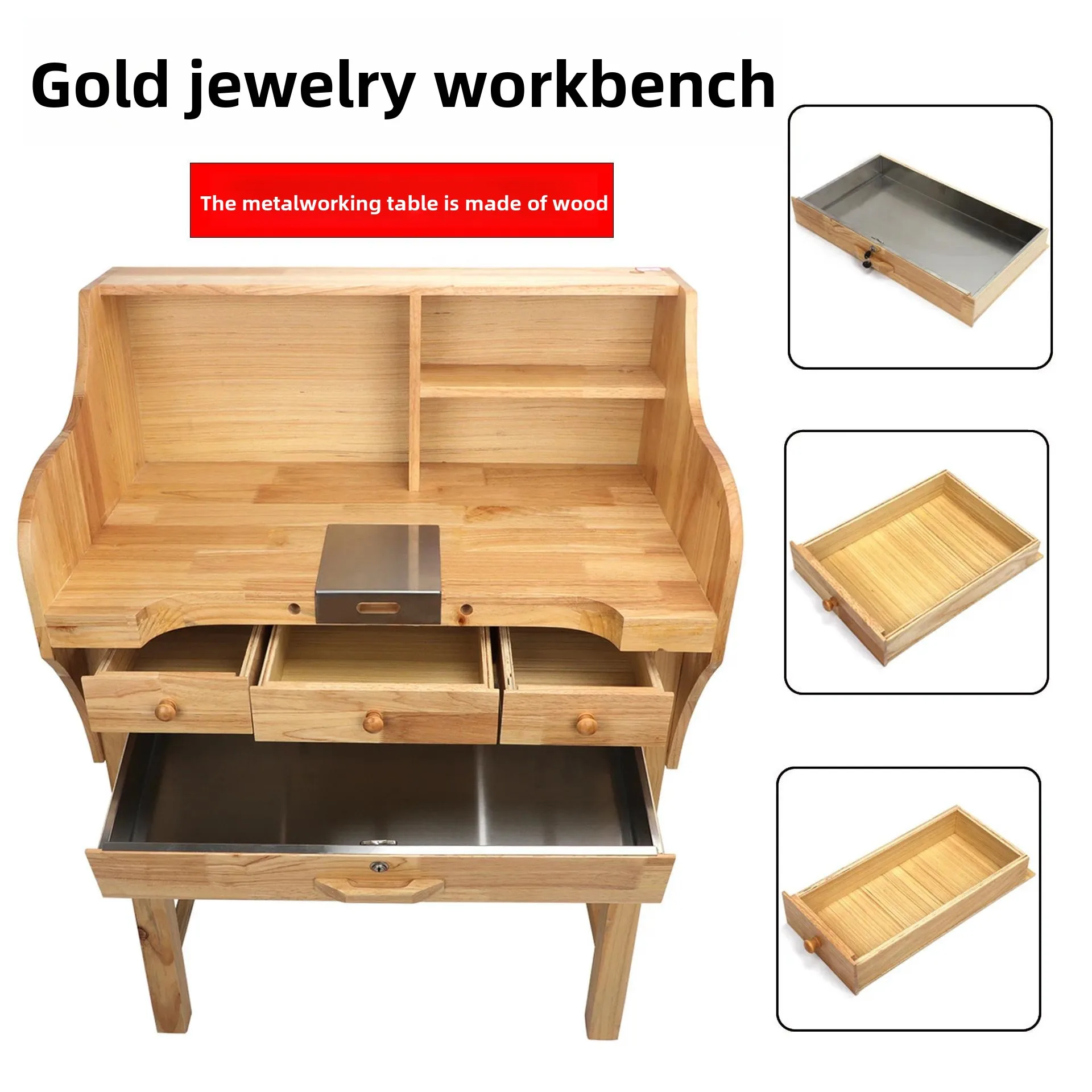 Jewelry Goldsmith Workbench Wooden Jewelry Making Table DIY Micro-setting Bench for Jewellery Silver Gold Processing