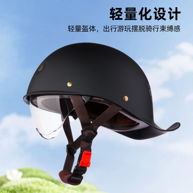 Retro Half Scooter Helmet Baseball Cap Safety for Motorbike Vintage Electric Cycling Motorcycle Classic Fashion Helmets