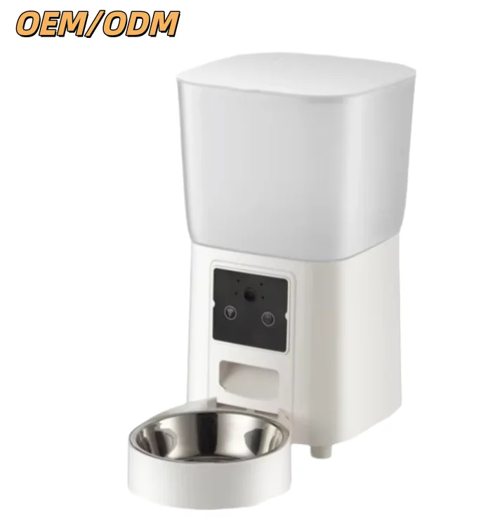 

OEM 6L WiFi Smart Pet Feeder Camera With App Control Modern Design IPx6 Waterproof Rechargeable Single/Double Bowl For Cats Dogs