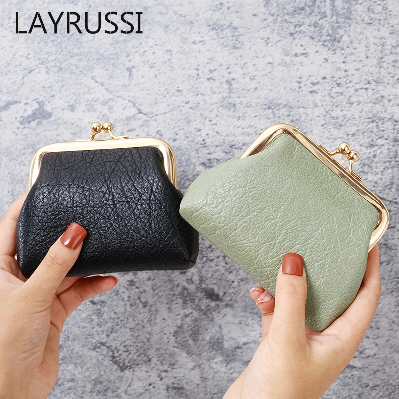 LAYRUSSI Ladies PU Leather Change Purse Women Small Pocket Wallet Candy Color Ladies Mini Wallet Luxury Buckle Snap Coin Purse