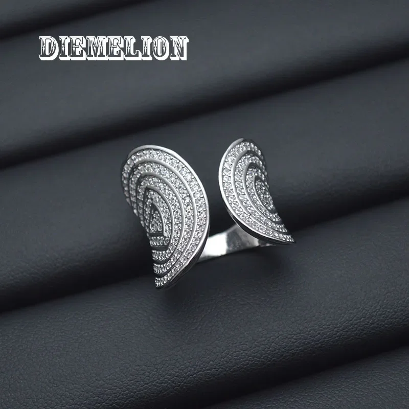 Luxury Two Tone Full Pave Cubic Zirconia Rings for Women Big Wide Open Rings Wedding Party Newly Design Modern Fashion Jewelry