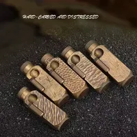 Unusual Brass Handmade Carving Kerosene Lighter Heavy Vintage Three Sides Fire Outlet Pipe Lighters Pipes For Smoking Collection