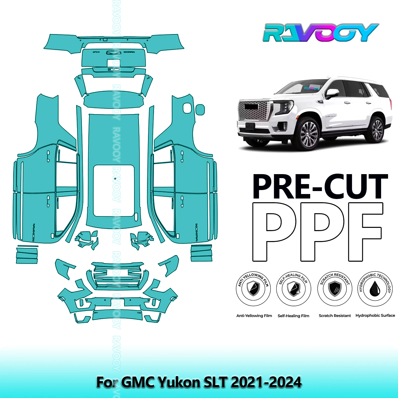 

Car Precut PPF Paint Protection Film Full Vehicle For GMC Yukon SLT 2021-2024