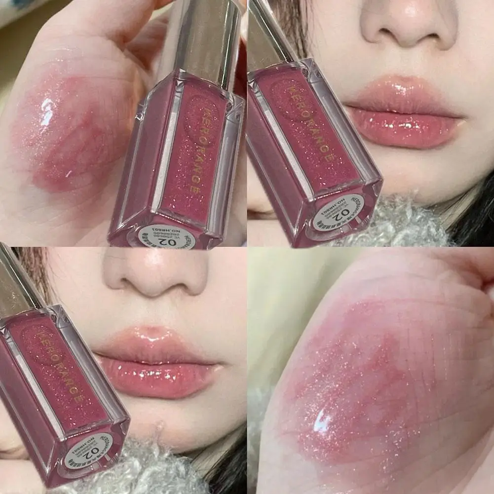 クリアな水っぽいリップグレーズ、きらめきのあるハローレンジのスターライトグロス、日常のパーティーに最適、軽量でべたつかない、長持ちするブランドのリップスティック