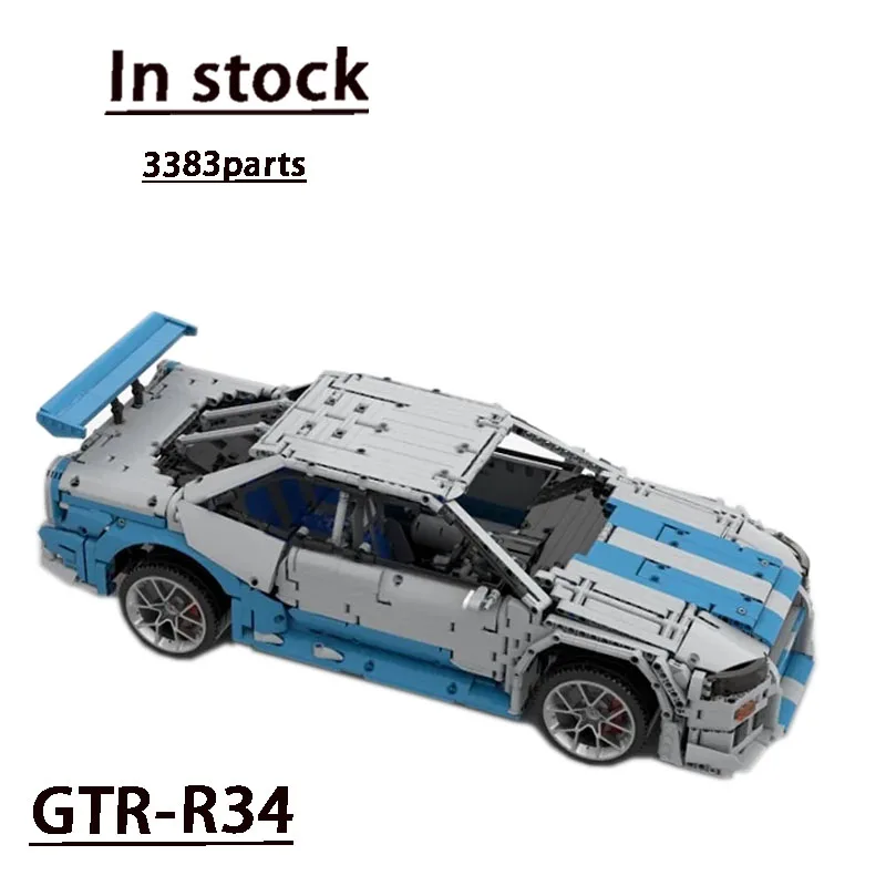 

GTR-R34 Classic Super 1:8 Roadster, модель строительного блока 3383, детали MOC, креативные образовательные строительные блоки для мальчиков, игрушка в подарок