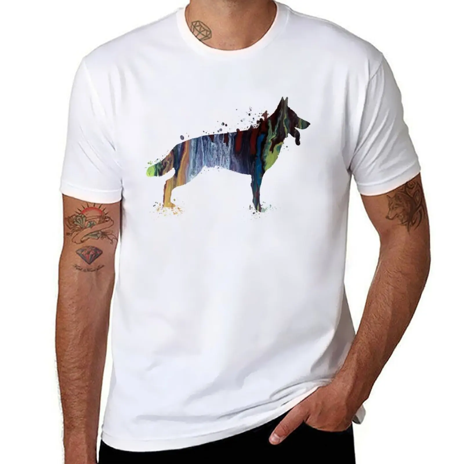 

Watercolor german shepherd T-Shirt t shirts for man slim fit man t shirts high quality luxury brand T-Shirt
