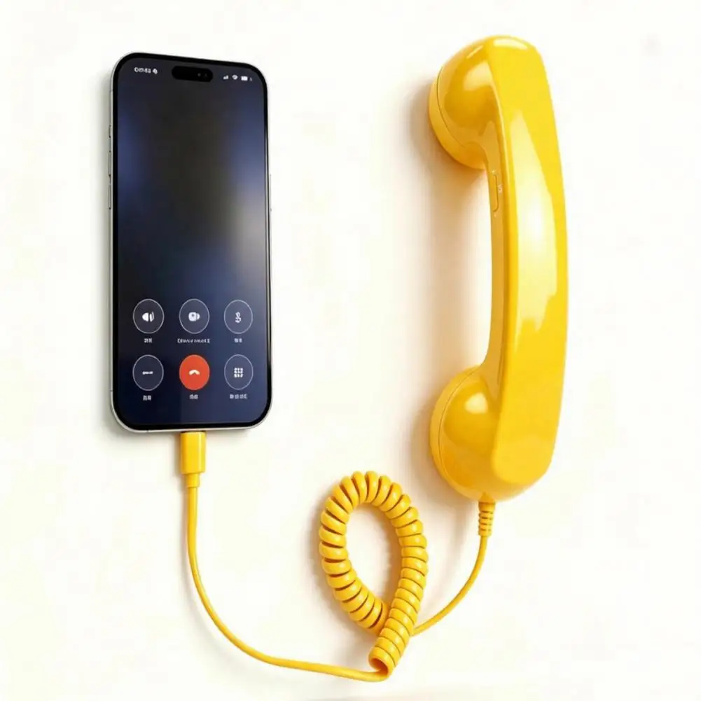 Vintage Telephone Microphone Receiver for Cell Phone, 3.5mm Type-C Wired Retro Phone Handset, 2in1 Smartphone Handheld Receiver