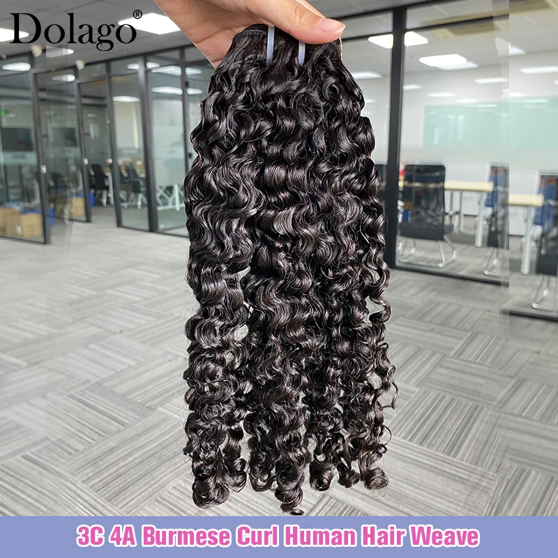 3C 4A Burmese Curly Hair Bundles Virgin Human Hair Weft Vietnamese 100% Raw Human Hair Extensions Unprocessed Weave Wholesale