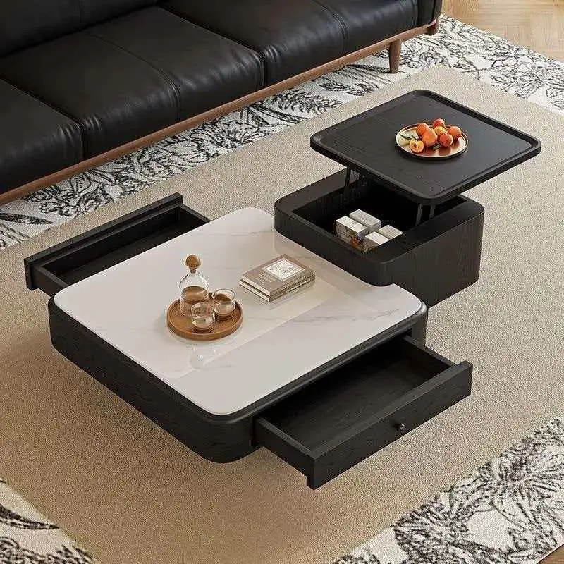 Supercrystalline stone liftable coffee table square high-end living room household small apartment dedicated modern and simple