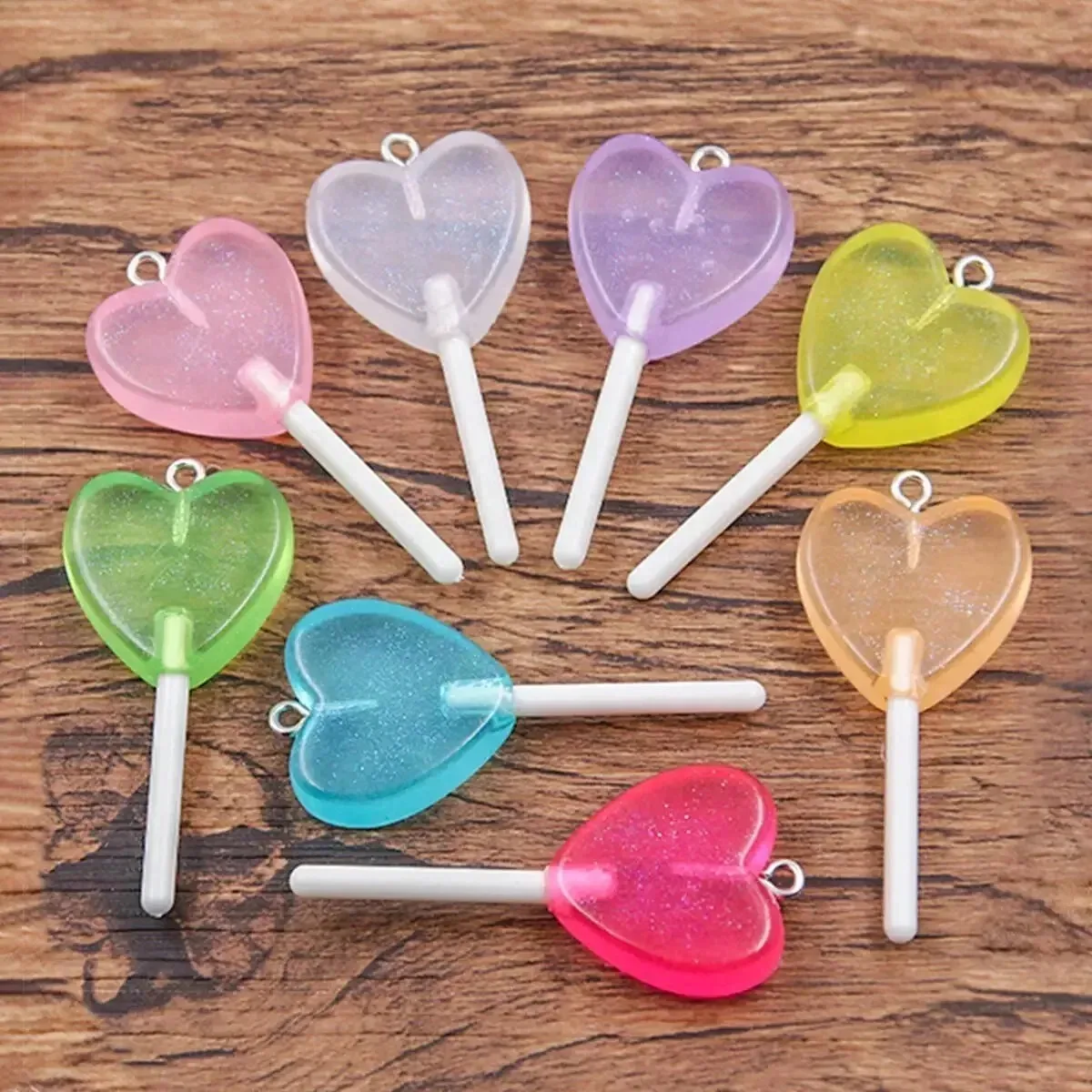 10Pcs 3 Styles Mix Color Star Round Heart Lollipop Charms Diy Findings 3D Keychain Bracelets Earrings Pendant For Jewelry Making image 5