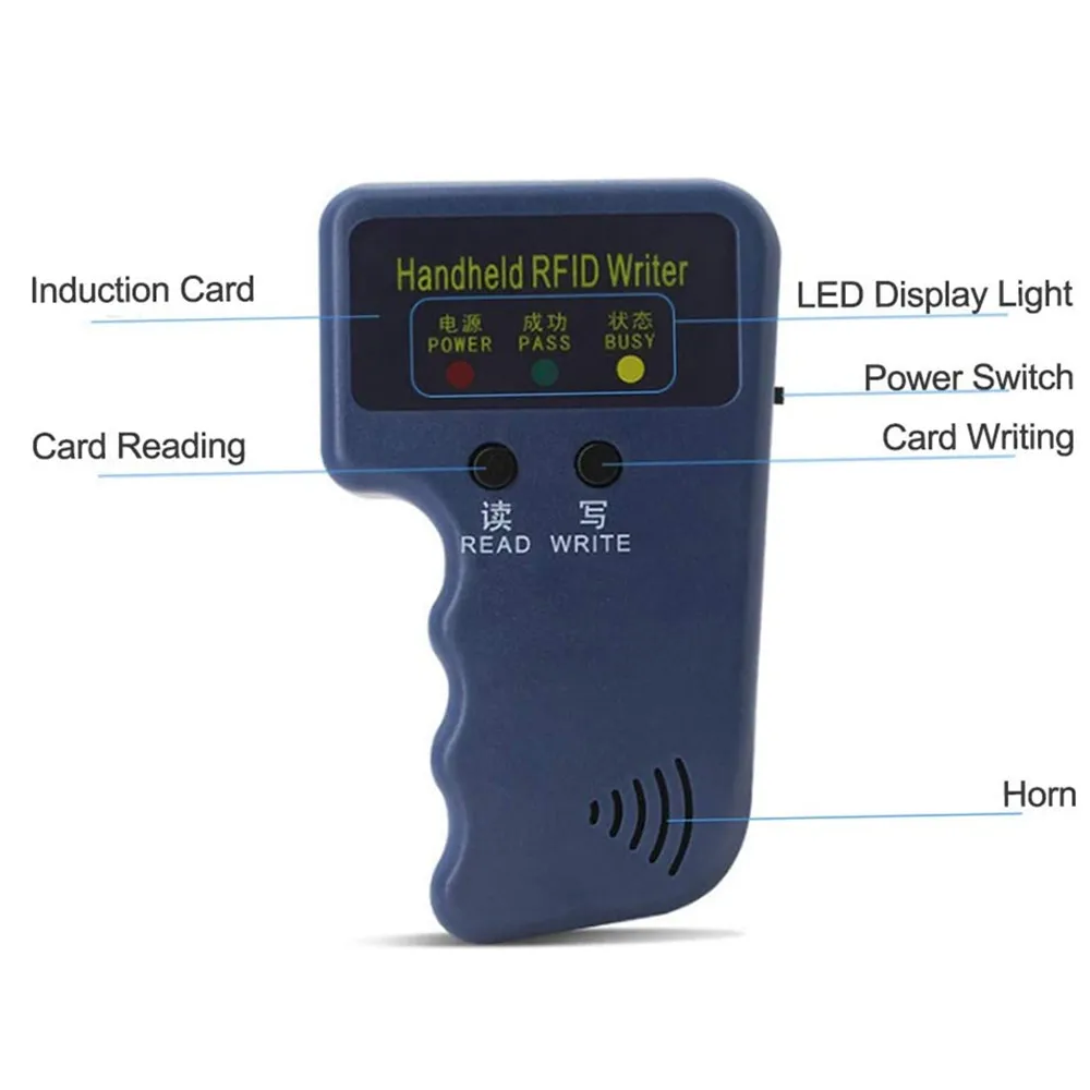 Duplicador de copiadora de tarjetas RFID de 125KHZ, lector de identificación de baja RF portátil, escritor para tarjeta de Control de acceso de