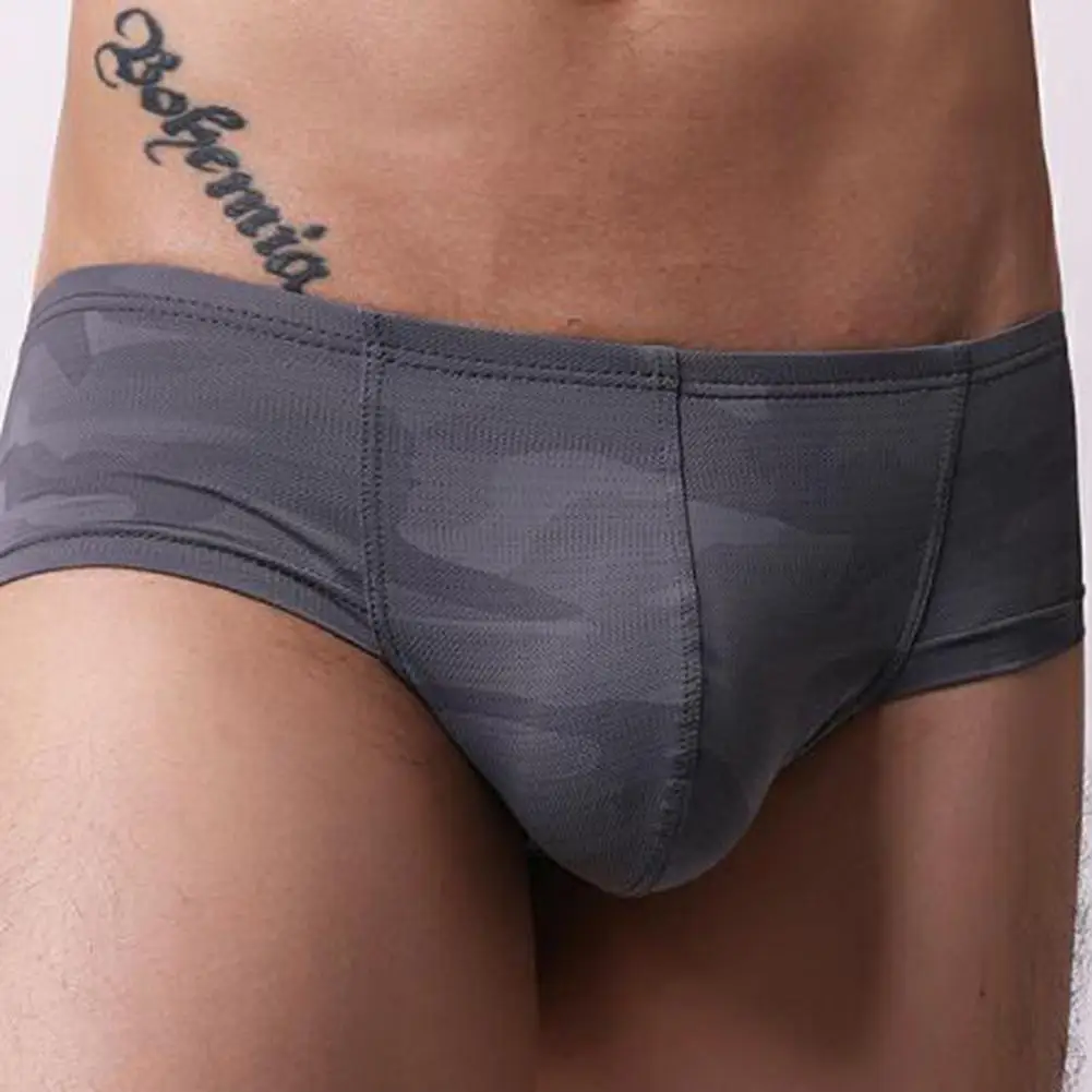 1pc Sexy Mens Print Underwear Bulge Pouch Briefs Mesh Breathable Low-waist Jockstrap U-convex Mesh Comfortable Underpants