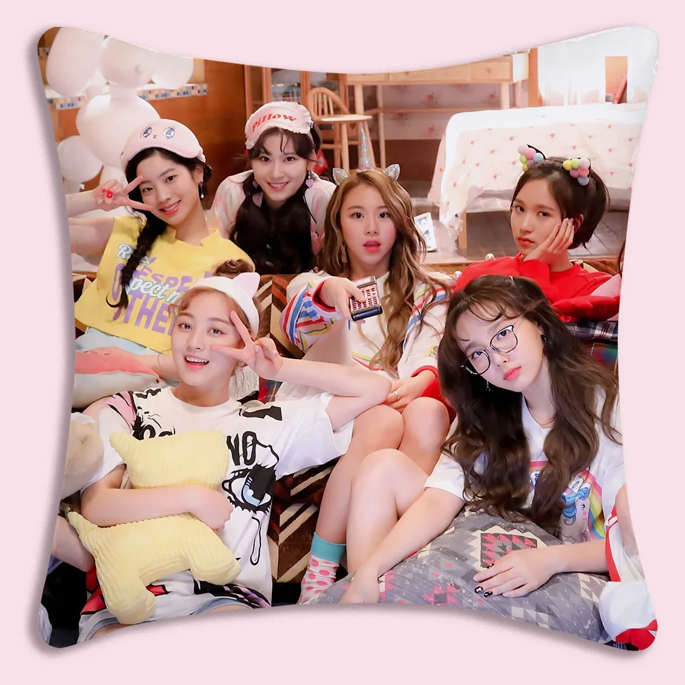 Hot Pillow Covers Cartoon Sofa Decorative Home Double-sided Printing Short Plush Cute Cartoon K-POP Cushion T-TwiceS Cover