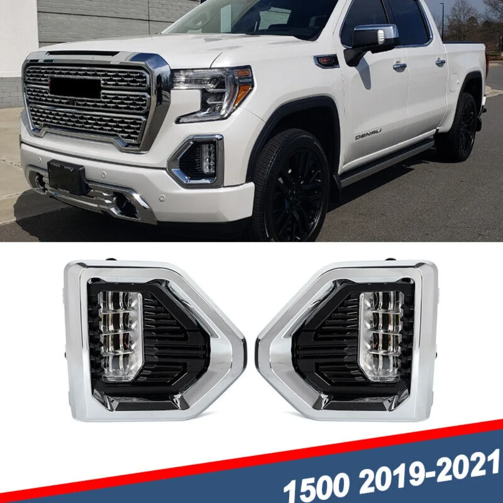 

Fit For GMC Sierra 1500 Denali 2019-2022 Fog Lights Lamp LED W/Chrome Bezels United States