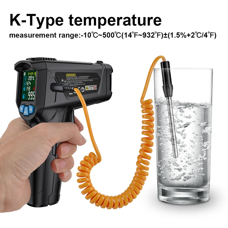 Digital Industrial Infrared Thermometer With Temperature Meter Point IR02c -50~800C Pyrometer Digital Infrared Thermometer Meter