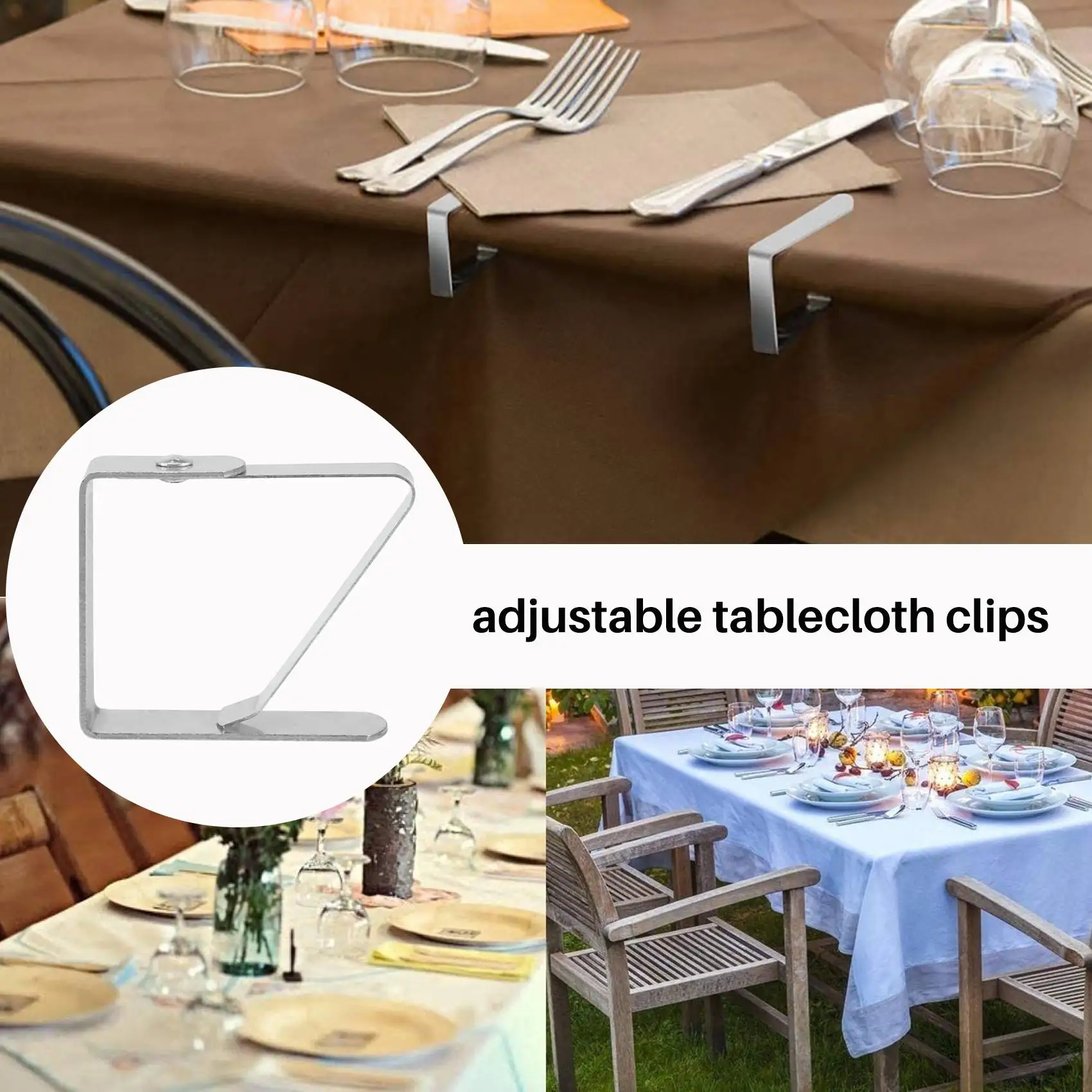 ABVC 12 Pcs Tablecloth Clip Adjustable Stainless Steel Clip 5X4cm Tablecloth Clip For Holiday Table/Buffet Party/Barbecue