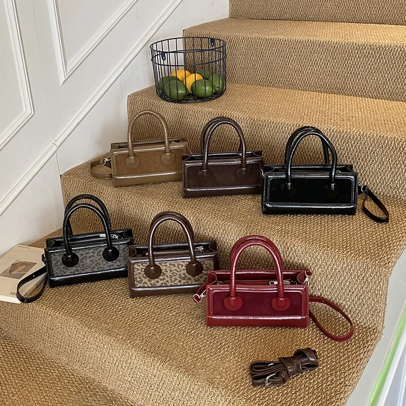 حقيبة يد نسائية ريترو فاشن بطبعة الفهد مربعة صغيرة عبر الجسم حقيبة كتف إكسسوار أنيق للاستخدام اليومي #4