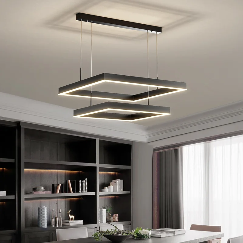 Double Hall Lamp Minimalist Square Chandelier Light Luxury Dining Room Lamp Living Room Main Lamp New Simple Modern Style