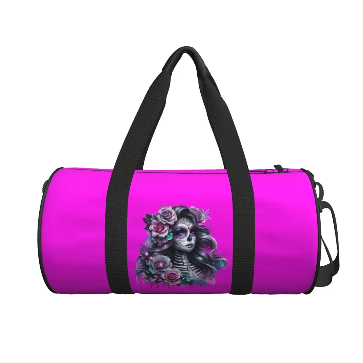 Gothic Day Of The Dead Girl With Roses Skull Large Duffle Gym Bag Multi-Functional Duffle Travel Bags Handbags Fitness bag