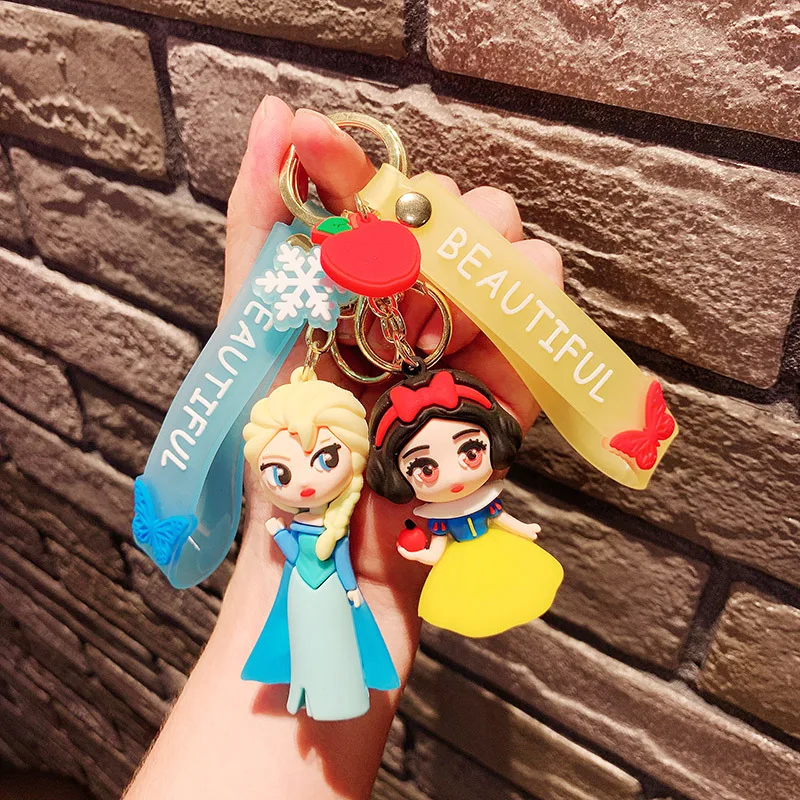 Cartoon Disney New Frozen Sweet Mermaid Princess Keychain Toys for Girls Cute Aisha Anna Key Chain Gifts