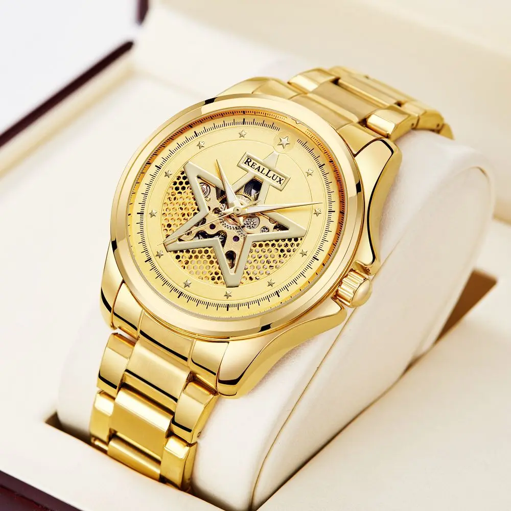 

New Men Watch Automatic Mechanical Watch Wristwatch Gold Skeleton Retro Man Watch Top Brand Luxury Clock Mens Watches