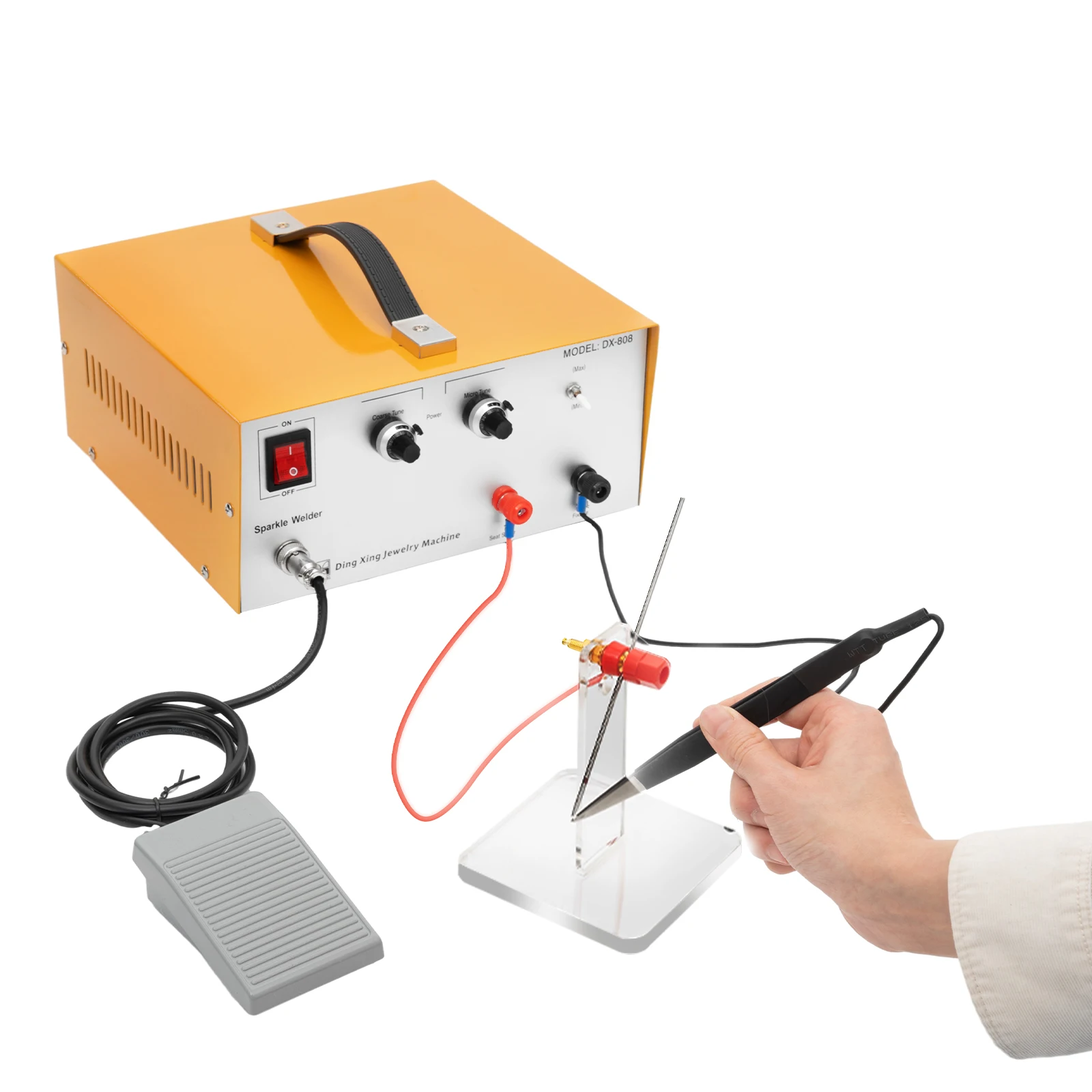 

Jewelry Spot Welder Machine, 110V 80A Pulse Sparkle Spot Welder Portable Spot Welding Machine with Foot Pedal for Gold Silver