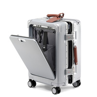 Front Opening Lid Suitcase Aluminum Frame Wide Rod-One key Opening Trolley Luggage 20/24/26 inch Password Boardable
